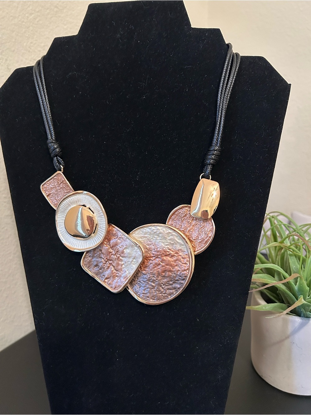 Statement Pink and Gold Pendant Necklace - Women Jewelry